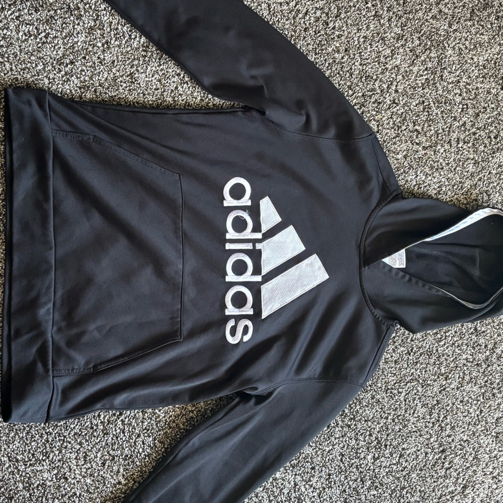 Adidas Black and White Logo Hoodie